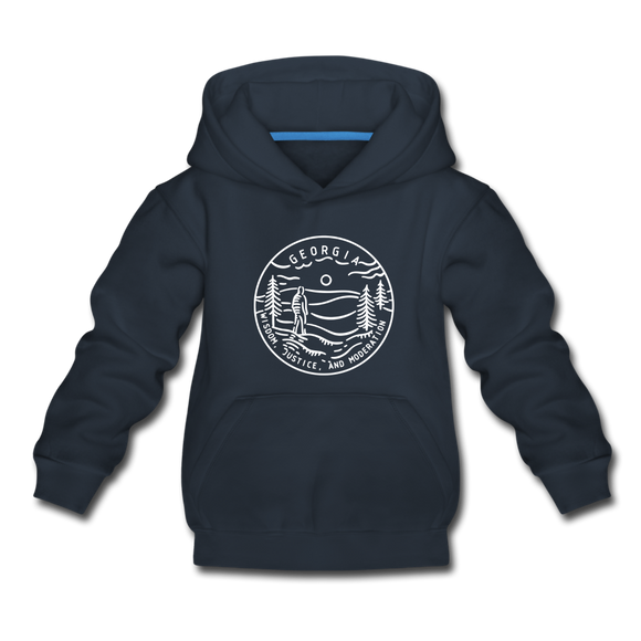 Georgia Youth Hoodie - State Design Youth Georgia Hooded Sweatshirt - navy