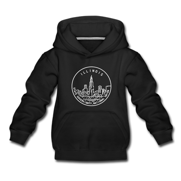 Illinois Youth Hoodie - State Design Youth Illinois Hooded Sweatshirt - black