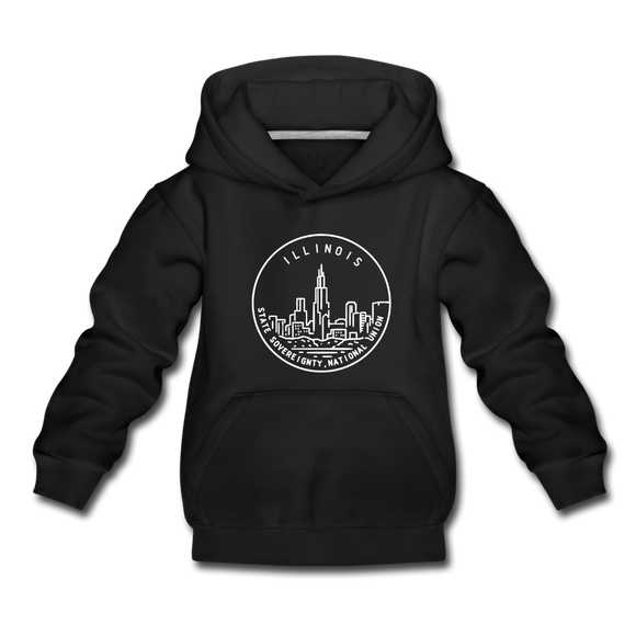 Illinois Youth Hoodie - State Design Youth Illinois Hooded Sweatshirt - black