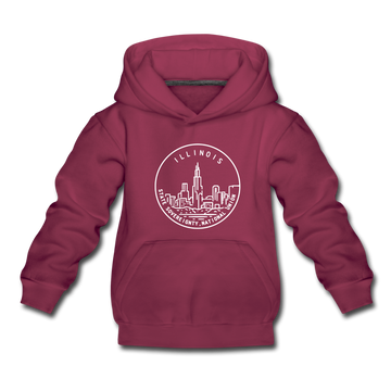 Illinois Youth Hoodie - State Design Youth Illinois Hooded Sweatshirt - burgundy