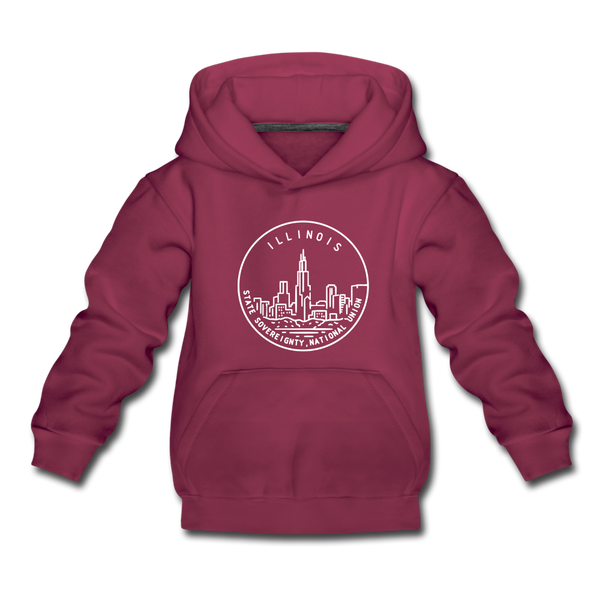 Illinois Youth Hoodie - State Design Youth Illinois Hooded Sweatshirt - burgundy