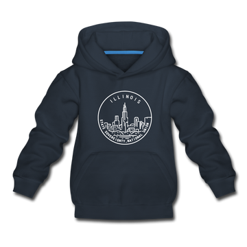 Illinois Youth Hoodie - State Design Youth Illinois Hooded Sweatshirt - navy