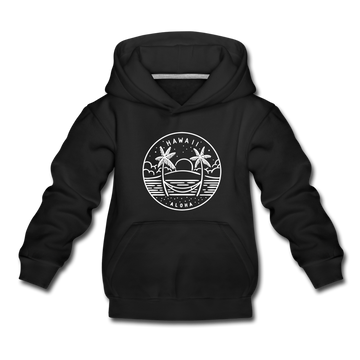 Hawaii Youth Hoodie - State Design Youth Hawaii Hooded Sweatshirt - black