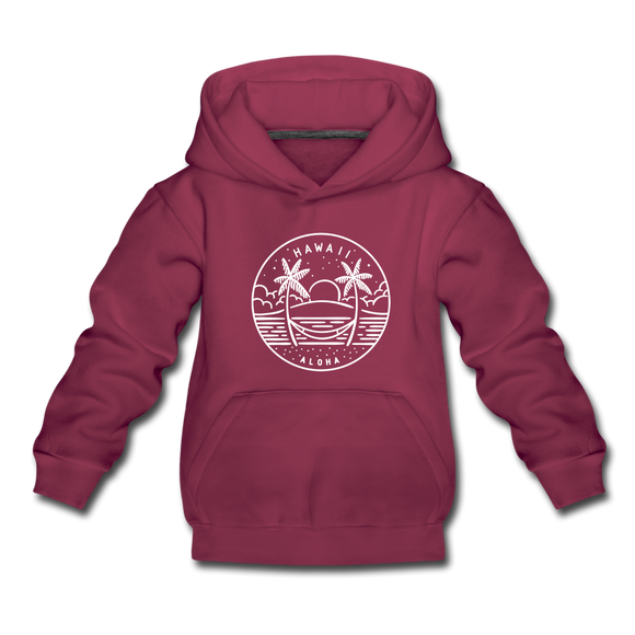 Hawaii Youth Hoodie - State Design Youth Hawaii Hooded Sweatshirt - burgundy