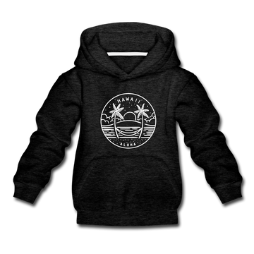 Hawaii Youth Hoodie - State Design Youth Hawaii Hooded Sweatshirt - charcoal gray