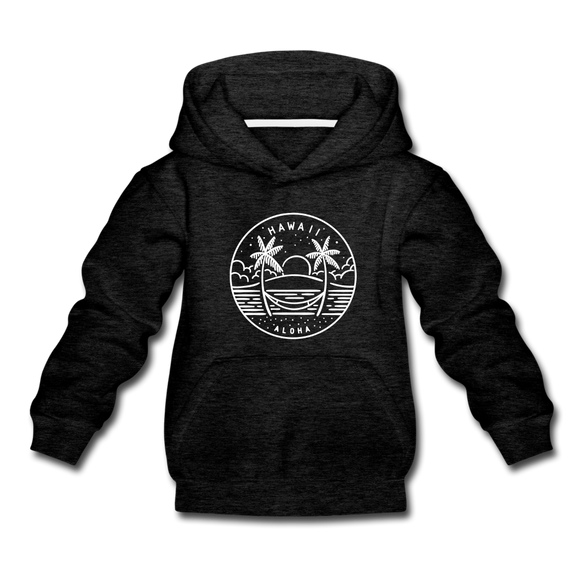 Hawaii Youth Hoodie - State Design Youth Hawaii Hooded Sweatshirt - charcoal gray