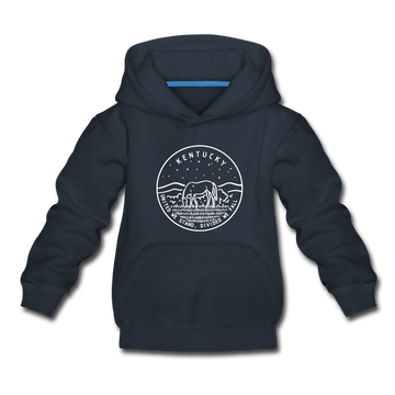 Kentucky Youth Hoodie - State Design Youth Kentucky Hooded Sweatshirt - navy