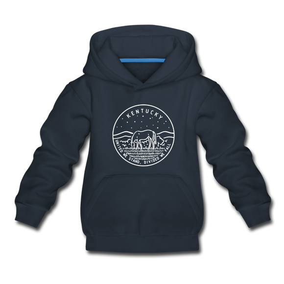 Kentucky Youth Hoodie - State Design Youth Kentucky Hooded Sweatshirt - navy