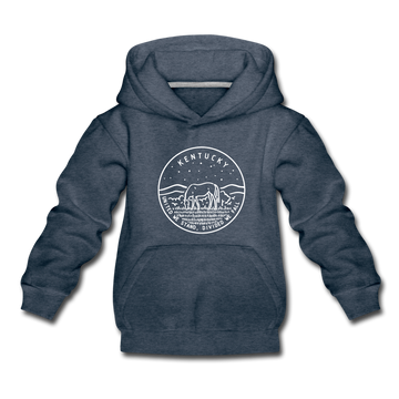 Kentucky Youth Hoodie - State Design Youth Kentucky Hooded Sweatshirt - heather denim