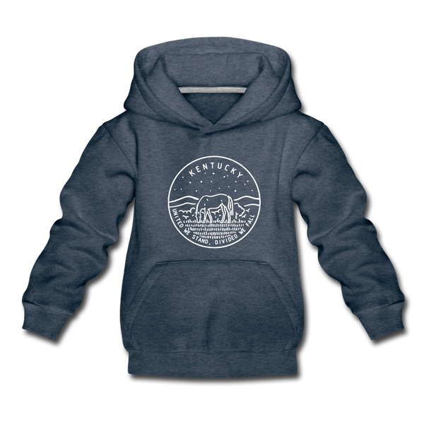 Kentucky Youth Hoodie - State Design Youth Kentucky Hooded Sweatshirt - heather denim