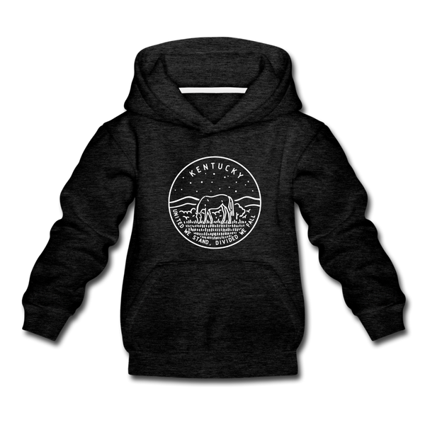 Kentucky Youth Hoodie - State Design Youth Kentucky Hooded Sweatshirt - charcoal gray