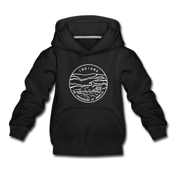 Indiana Youth Hoodie - State Design Youth Indiana Hooded Sweatshirt - black