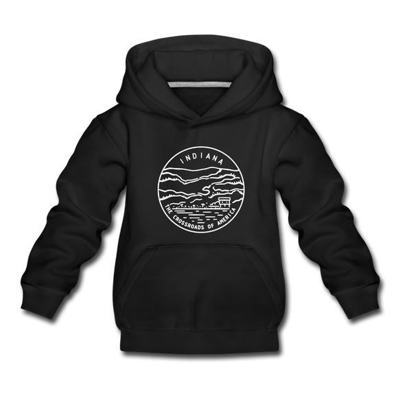 Indiana Youth Hoodie - State Design Youth Indiana Hooded Sweatshirt - black