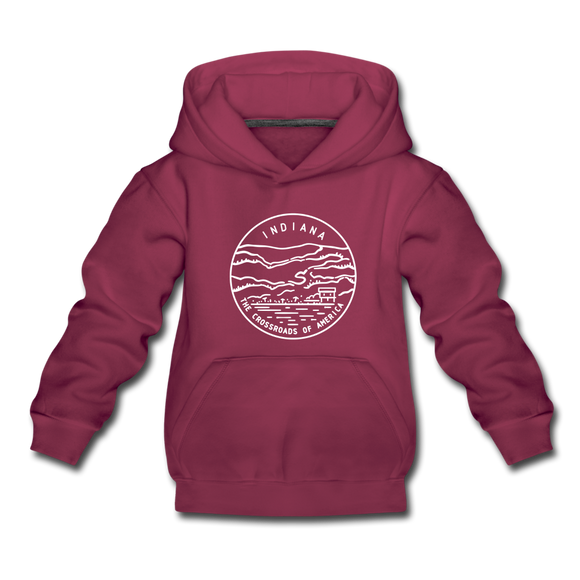 Indiana Youth Hoodie - State Design Youth Indiana Hooded Sweatshirt - burgundy