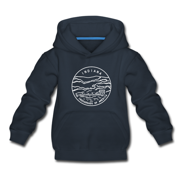 Indiana Youth Hoodie - State Design Youth Indiana Hooded Sweatshirt - navy