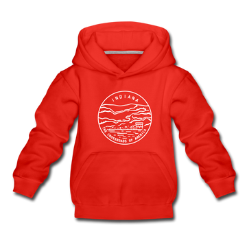 Indiana Youth Hoodie - State Design Youth Indiana Hooded Sweatshirt - red