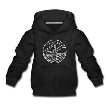 Maine Youth Hoodie - State Design Youth Maine Hooded Sweatshirt - black