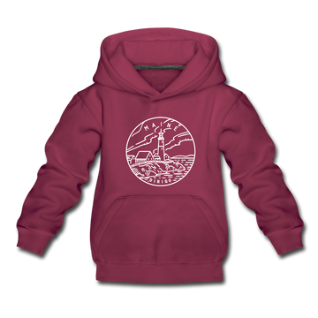 Maine Youth Hoodie - State Design Youth Maine Hooded Sweatshirt - burgundy