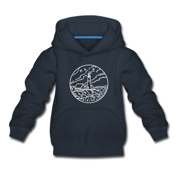 Maine Youth Hoodie - State Design Youth Maine Hooded Sweatshirt - navy