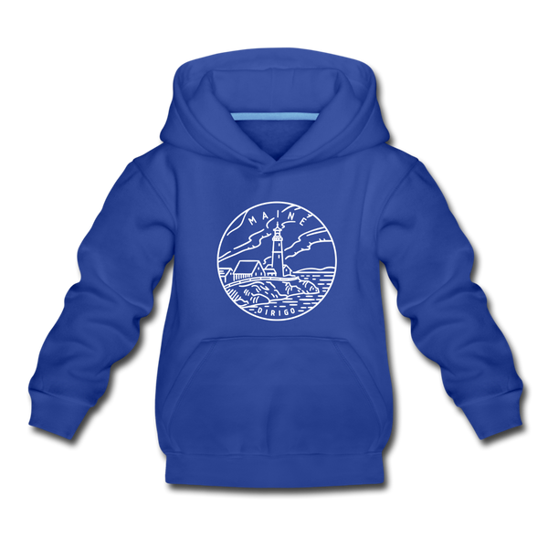 Maine Youth Hoodie - State Design Youth Maine Hooded Sweatshirt - royal blue