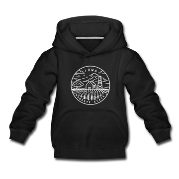 Iowa Youth Hoodie - State Design Youth Iowa Hooded Sweatshirt - black