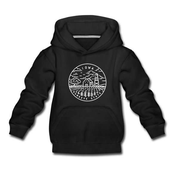Iowa Youth Hoodie - State Design Youth Iowa Hooded Sweatshirt - black