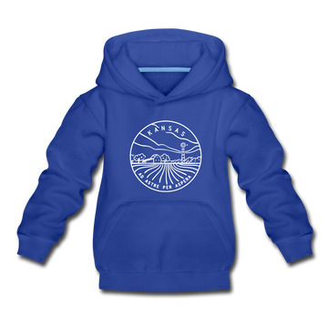 Kansas Youth Hoodie - State Design Youth Kansas Hooded Sweatshirt - royal blue