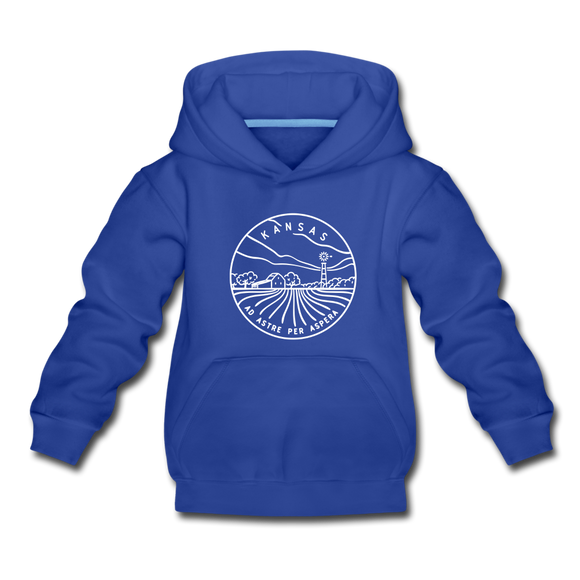 Kansas Youth Hoodie - State Design Youth Kansas Hooded Sweatshirt - royal blue