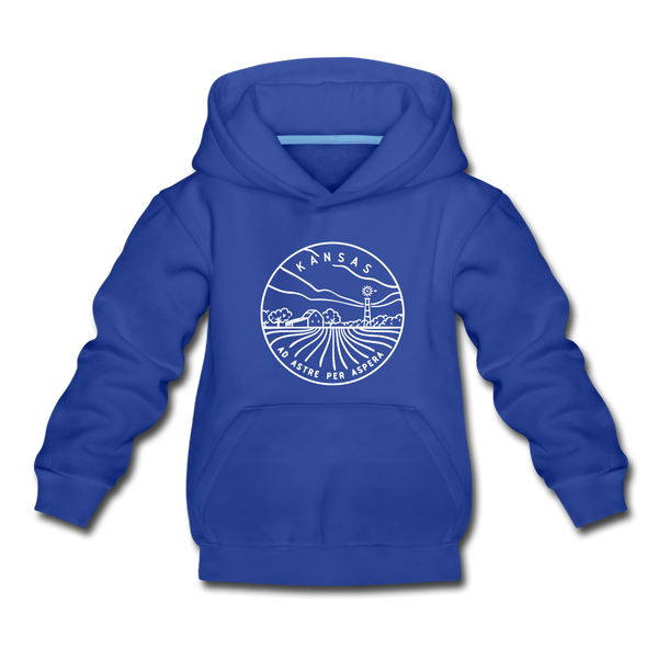 Kansas Youth Hoodie - State Design Youth Kansas Hooded Sweatshirt - royal blue