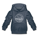 Kansas Youth Hoodie - State Design Youth Kansas Hooded Sweatshirt - heather denim