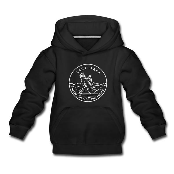Louisiana Youth Hoodie - State Design Youth Louisiana Hooded Sweatshirt - black