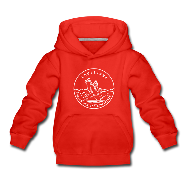 Louisiana Youth Hoodie - State Design Youth Louisiana Hooded Sweatshirt - red