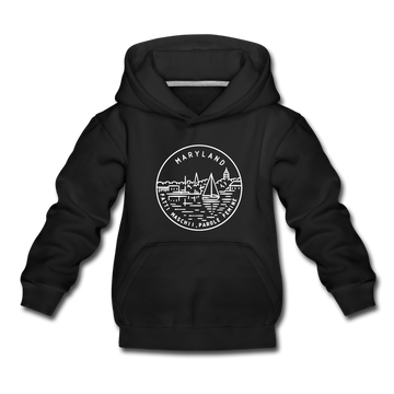 Maryland Youth Hoodie - State Design Youth Maryland Hooded Sweatshirt - black