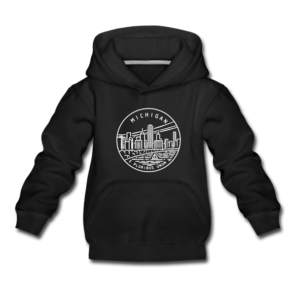 Michigan Youth Hoodie - State Design Youth Michigan Hooded Sweatshirt - black
