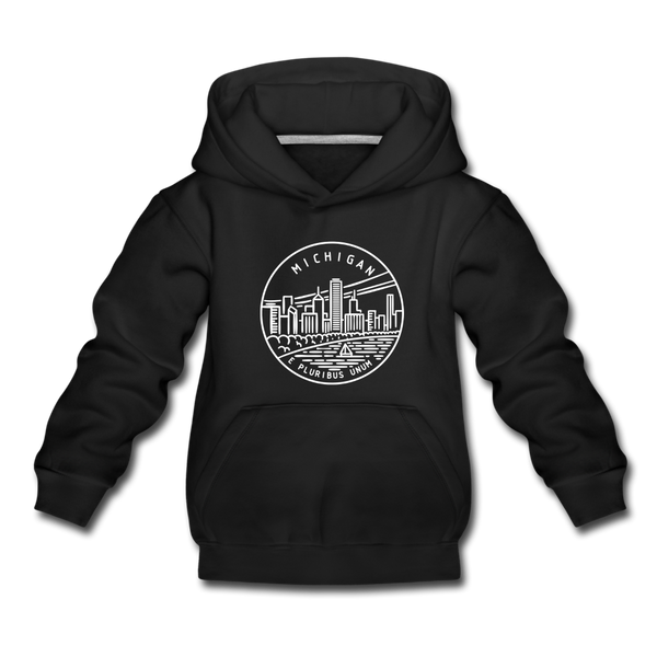 Michigan Youth Hoodie - State Design Youth Michigan Hooded Sweatshirt - black