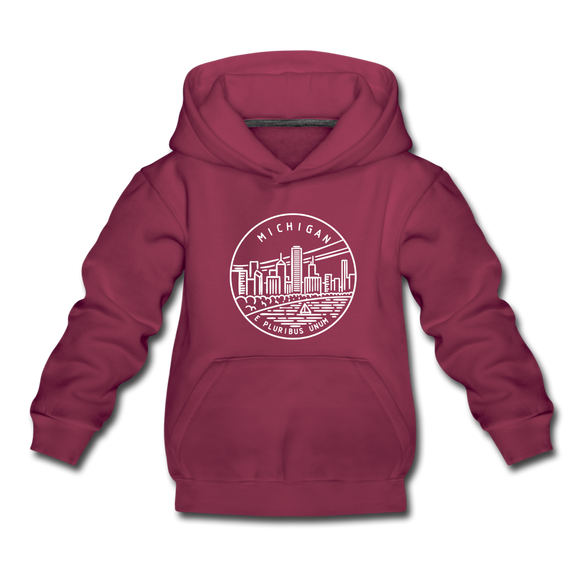 Michigan Youth Hoodie - State Design Youth Michigan Hooded Sweatshirt - burgundy