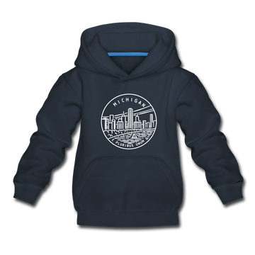 Michigan Youth Hoodie - State Design Youth Michigan Hooded Sweatshirt - navy