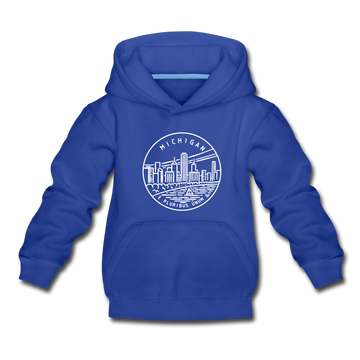 Michigan Youth Hoodie - State Design Youth Michigan Hooded Sweatshirt - royal blue