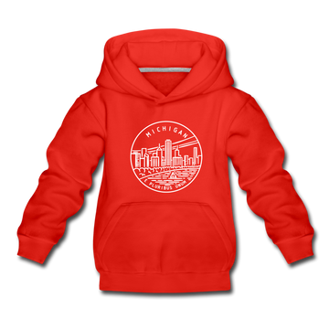 Michigan Youth Hoodie - State Design Youth Michigan Hooded Sweatshirt - red