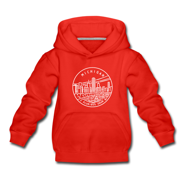 Michigan Youth Hoodie - State Design Youth Michigan Hooded Sweatshirt - red