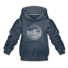 Michigan Youth Hoodie - State Design Youth Michigan Hooded Sweatshirt - heather denim