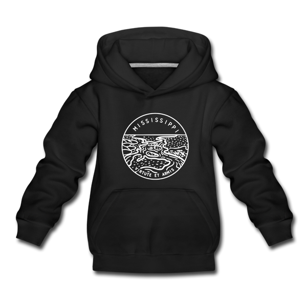 Mississippi Youth Hoodie - State Design Youth Mississippi Hooded Sweatshirt - black
