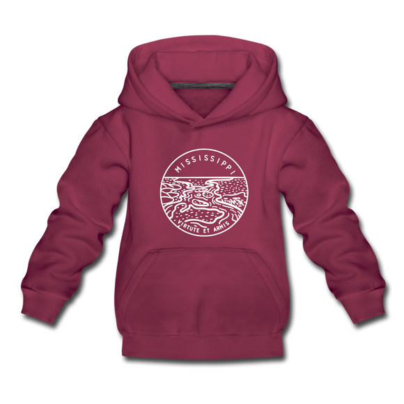 Mississippi Youth Hoodie - State Design Youth Mississippi Hooded Sweatshirt - burgundy