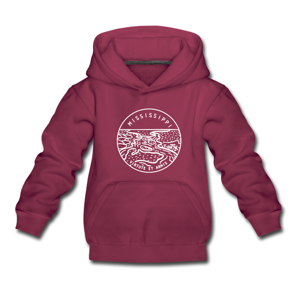 Mississippi Youth Hoodie - State Design Youth Mississippi Hooded Sweatshirt - burgundy