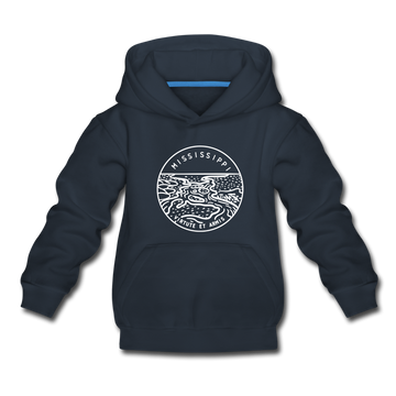 Mississippi Youth Hoodie - State Design Youth Mississippi Hooded Sweatshirt - navy