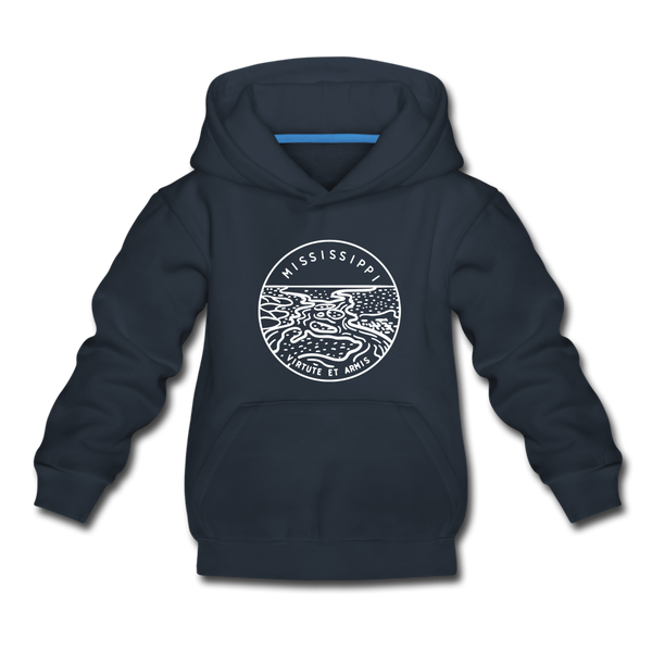 Mississippi Youth Hoodie - State Design Youth Mississippi Hooded Sweatshirt - navy