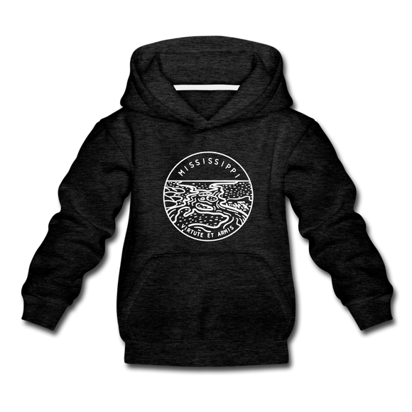 Mississippi Youth Hoodie - State Design Youth Mississippi Hooded Sweatshirt - charcoal gray