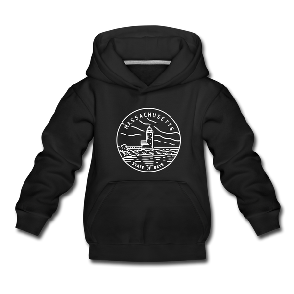 Massachusetts Youth Hoodie - State Design Youth Massachusetts Hooded Sweatshirt - black