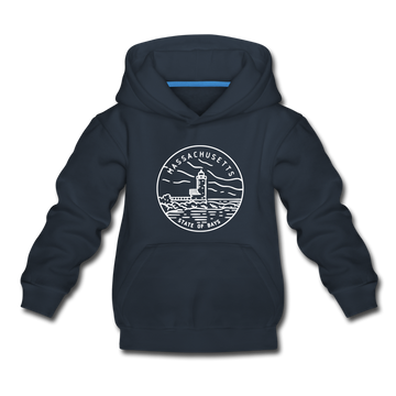 Massachusetts Youth Hoodie - State Design Youth Massachusetts Hooded Sweatshirt - navy