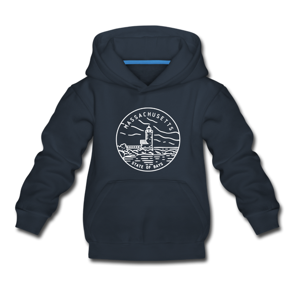Massachusetts Youth Hoodie - State Design Youth Massachusetts Hooded Sweatshirt - navy